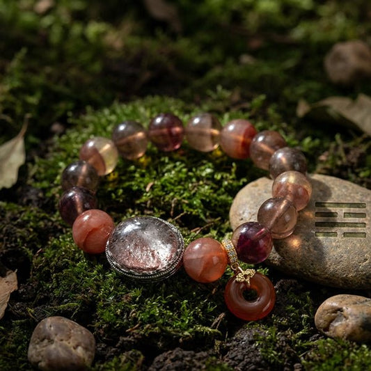 Earth Inner Rhythm Bracelet: Fluorite & Red Agate for Earth Element balance, stability & grounding - FateGemz