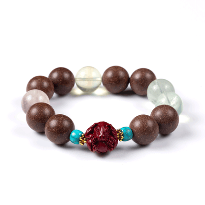 Dog Zodiac Bracelet: Fluorite & Cinnabar with Incense Beads for stomach health - FateGemz