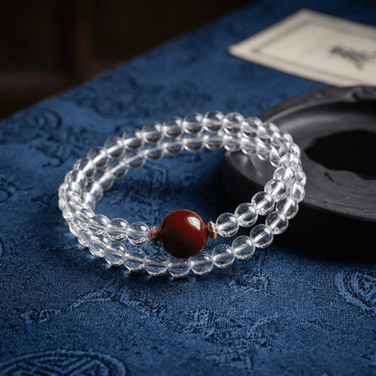 Clear Quartz & Cinnabar Bracelet: Mystic oriental crystals for 2026 protection, aura cleansing & luck - FateGemz