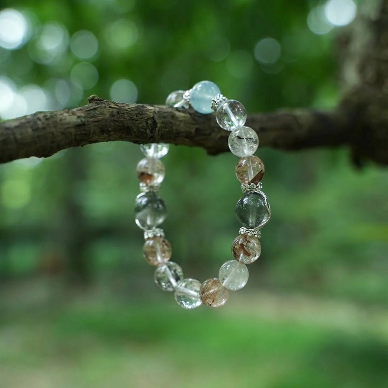 Brook Whisper Bracelet: Shimmering Spirit Quartz for Wood Element energy, growth & inner peace - FateGemz