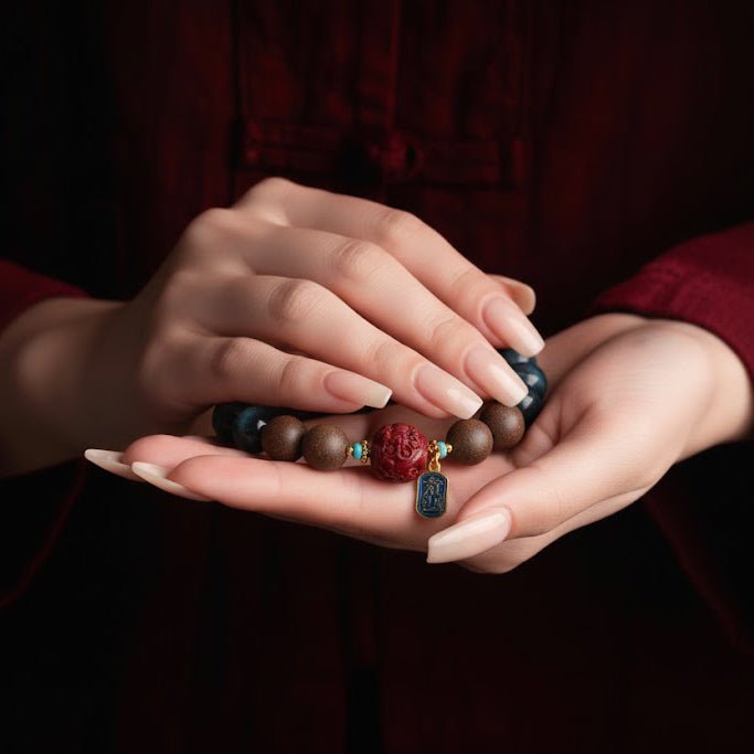 Monkey Zodiac Bracelet: Blue Tiger's Eye & Cinnabar for focus & mental clarity - FateGemz