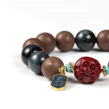 Monkey Zodiac Bracelet: Blue Tiger's Eye & Cinnabar for focus & mental clarity - FateGemz