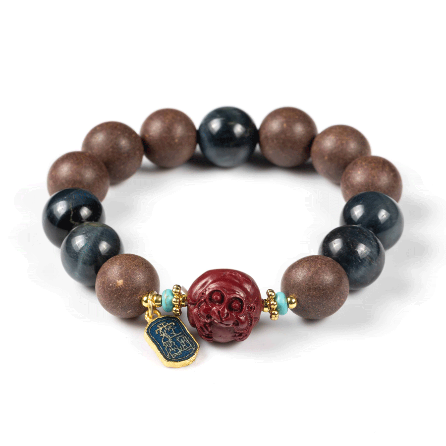 Monkey Zodiac Bracelet: Blue Tiger's Eye & Cinnabar for focus & mental clarity - FateGemz