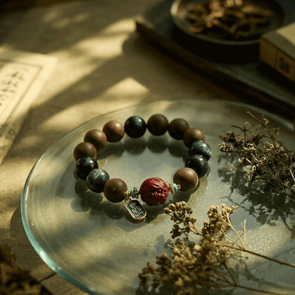 Monkey Zodiac Bracelet: Blue Tiger's Eye & Cinnabar for focus & mental clarity - FateGemz