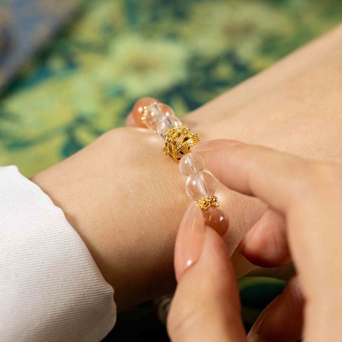 Dew Turns White: Clear Quartz & Orange Moonstone, mystic oriental natural crystals for 2026 spiritual balance - FateGemz