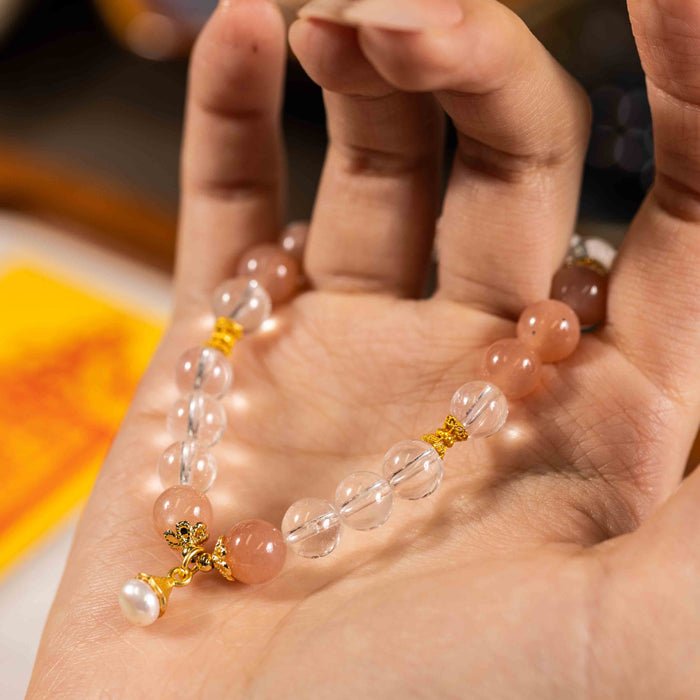 Dew Turns White: Clear Quartz & Orange Moonstone, mystic oriental natural crystals for 2026 spiritual balance - FateGemz