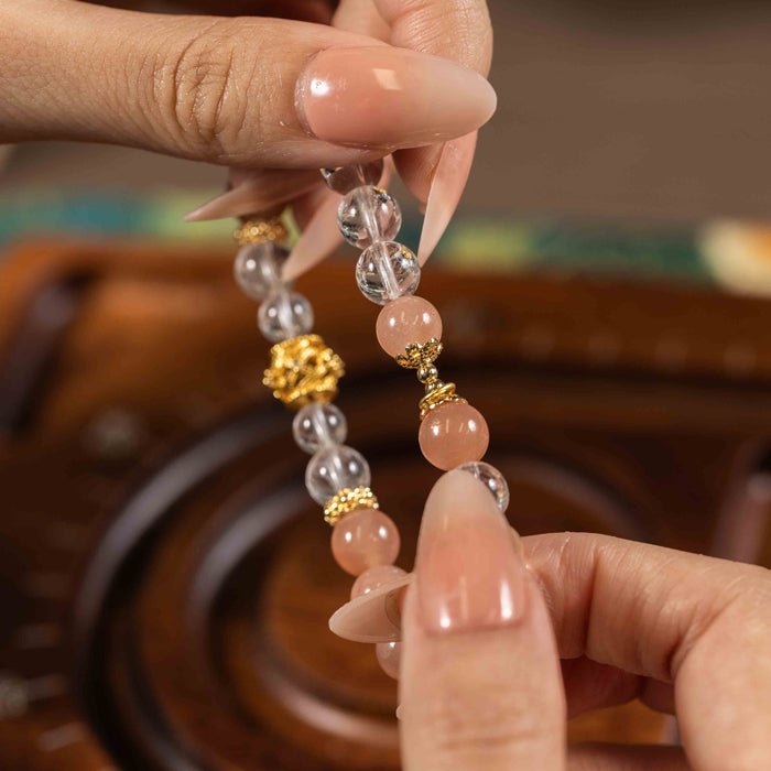 Dew Turns White: Clear Quartz & Orange Moonstone, mystic oriental natural crystals for 2026 spiritual balance - FateGemz