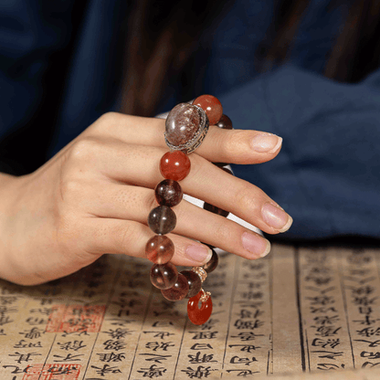Earth Inner Rhythm Bracelet: Fluorite & Red Agate for Earth Element balance, stability & grounding - FateGemz