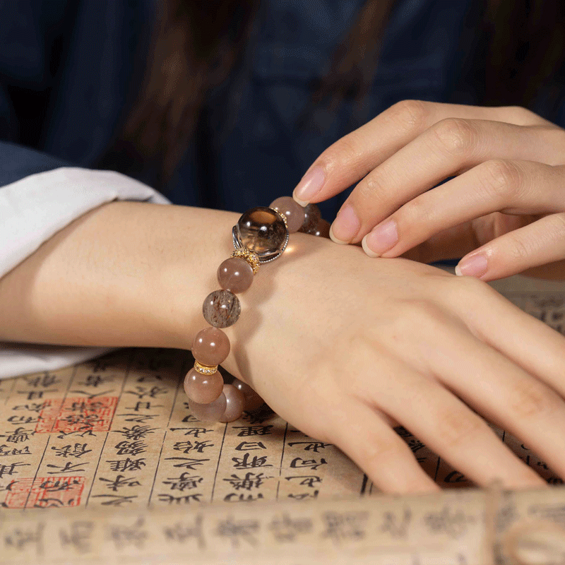 Evening Hues: Natural Orange Moonstone Bracelet for Earth Element energy, stability & grounding - FateGemz