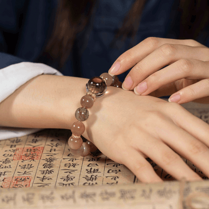 Evening Hues: Natural Orange Moonstone Bracelet for Earth Element energy, stability & grounding - FateGemz