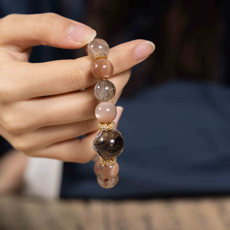 Evening Hues: Natural Orange Moonstone Bracelet for Earth Element energy, stability & grounding - FateGemz