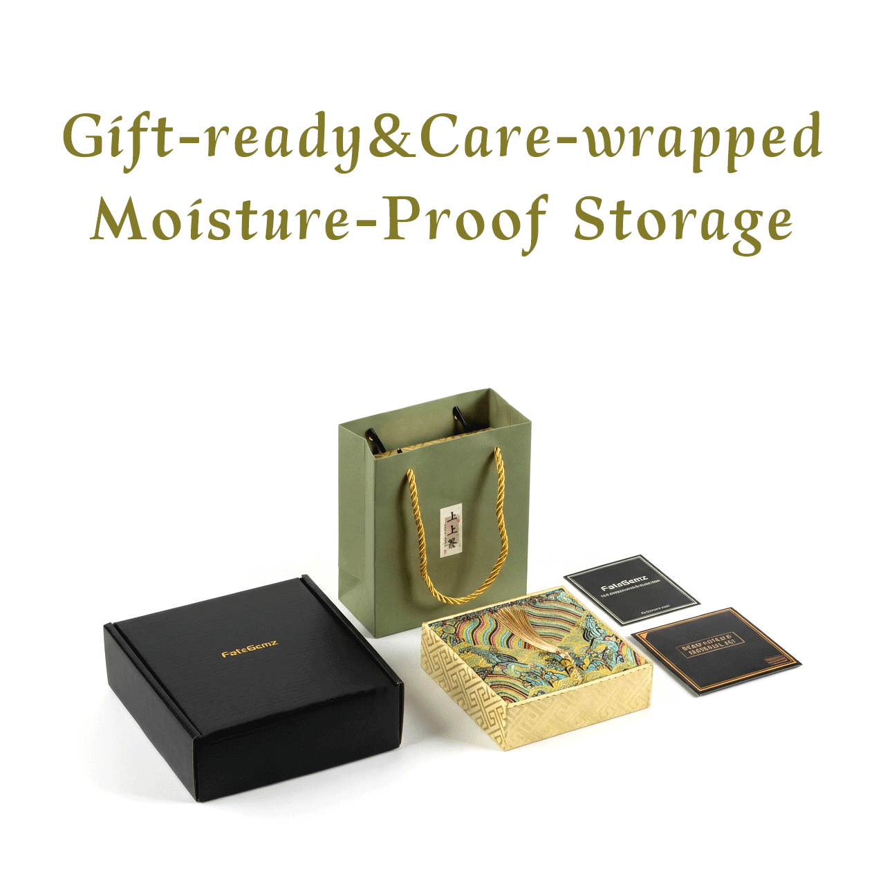 FateGemz Premium Chinese Style Gift Box: Traditional packaging for Zodiac bracelets, perfect for self-care or gifting.