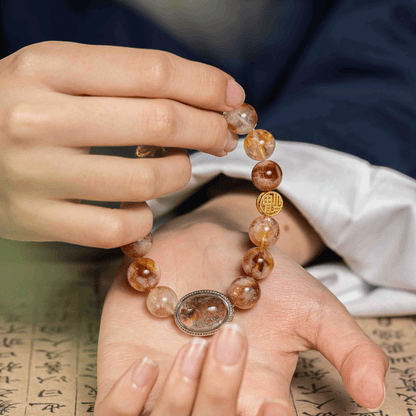 Floating Glow Bracelet: Citrine & Yellow Quartz for Metal Element energy, wealth & mental clarity - FateGemz