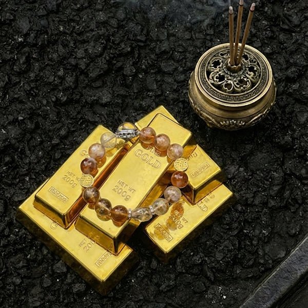 Floating Glow Bracelet: Citrine & Yellow Quartz for Metal Element energy, wealth & mental clarity - FateGemz