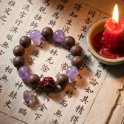 Goat Zodiac Bracelet: Lavender Amethyst & Incense Beads for deep sleep & peace - FateGemz