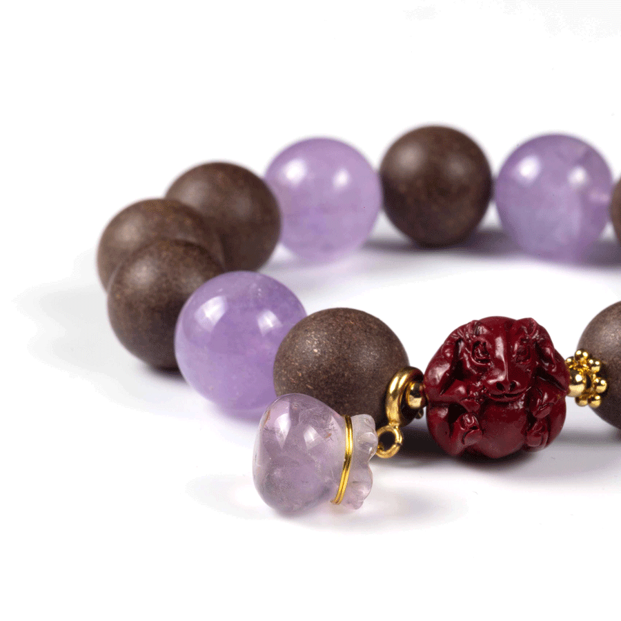 Goat Zodiac Bracelet: Lavender Amethyst & Incense Beads for deep sleep & peace - FateGemz