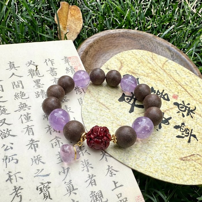 Goat Zodiac Bracelet: Lavender Amethyst & Incense Beads for deep sleep & peace - FateGemz
