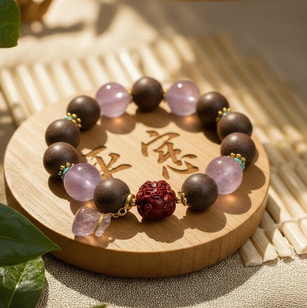 Goat Zodiac Bracelet: Lavender Amethyst & Incense Beads for deep sleep & peace - FateGemz