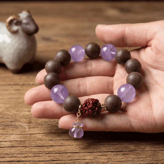 Goat Zodiac Bracelet: Lavender Amethyst & Incense Beads for deep sleep & peace - FateGemz