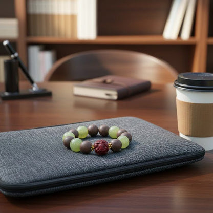 2026 Horse Year Bracelet: Green Sunstone & Cinnabar for luck & vitality - FateGemz