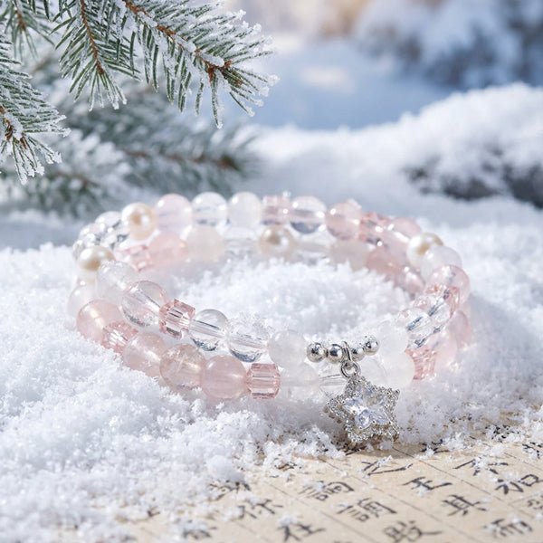 Jade Flakes First Float: Rose Quartz & White Moonstone, mystic oriental crystals for 2026 love & peace - FateGemz