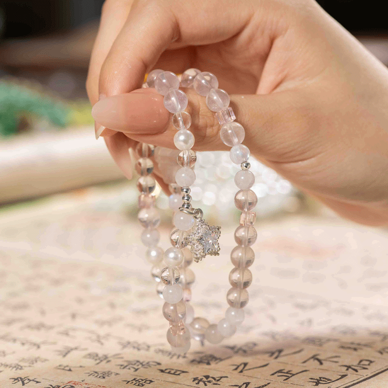 Jade Flakes First Float: Rose Quartz & White Moonstone, mystic oriental crystals for 2026 love & peace - FateGemz