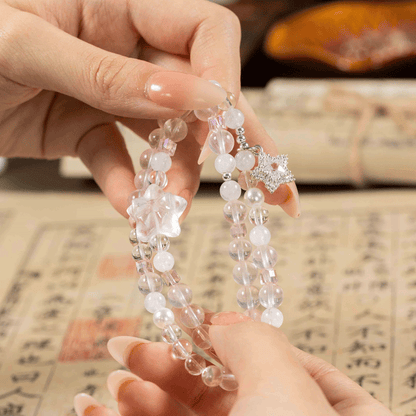 Jade Flakes First Float: Rose Quartz & White Moonstone, mystic oriental crystals for 2026 love & peace - FateGemz