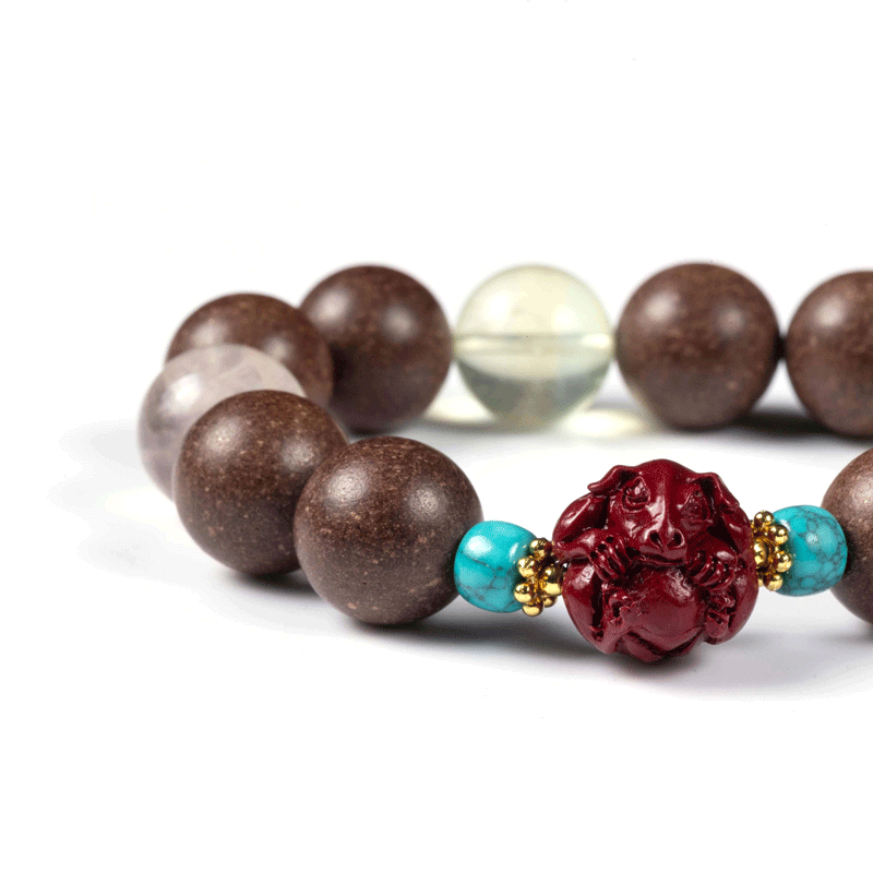Dog Zodiac Bracelet: Fluorite & Cinnabar with Incense Beads for stomach health - FateGemz