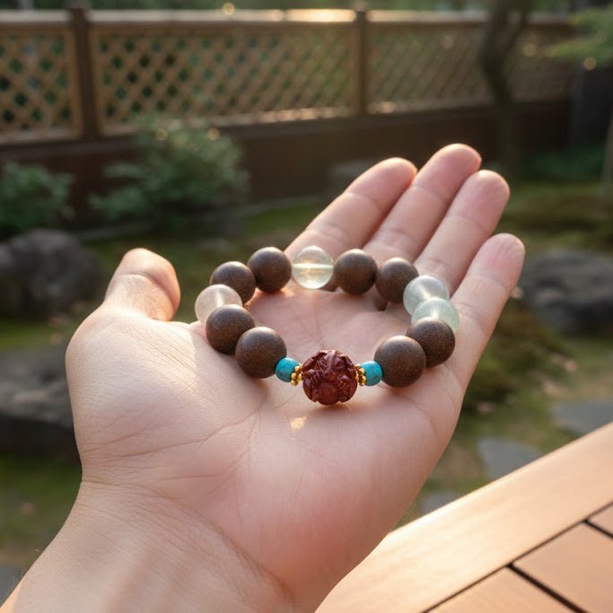 Dog Zodiac Bracelet: Fluorite & Cinnabar with Incense Beads for stomach health - FateGemz