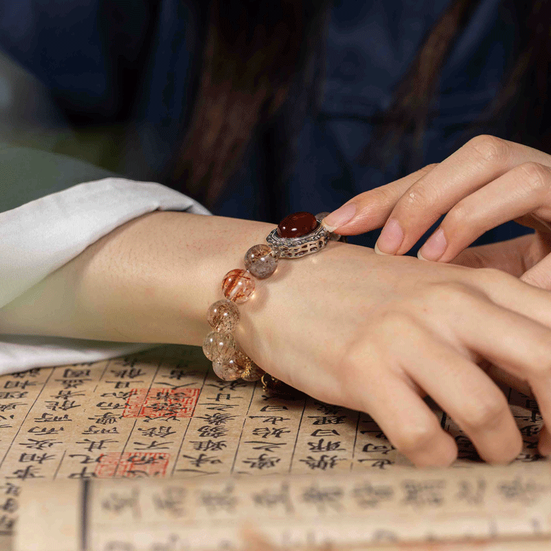 Lustrous Blossom Bracelet: Black Gold Super Seven for Fire Element energy, confidence & aura boost - FateGemz