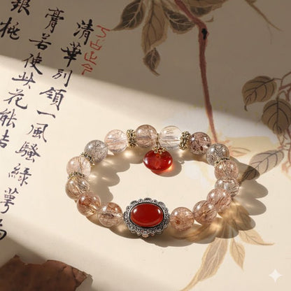 Lustrous Blossom Bracelet: Black Gold Super Seven for Fire Element energy, confidence & aura boost - FateGemz