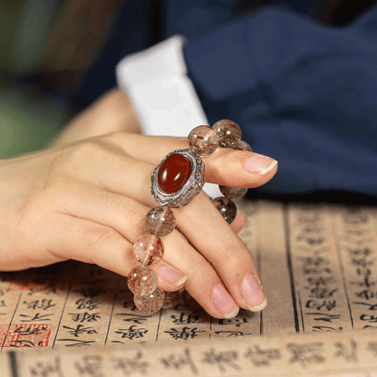 Lustrous Blossom Bracelet: Black Gold Super Seven for Fire Element energy, confidence & aura boost - FateGemz