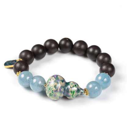 Aquamarine & Lacquer Gourd Bracelet: Mystic oriental crystals with scented bead for 2026 emotional healing & luck - FateGemz
