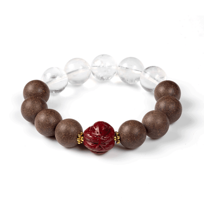 Snake Zodiac Bracelet: Clear Quartz & Cinnabar with Incense Beads for purification - FateGemz