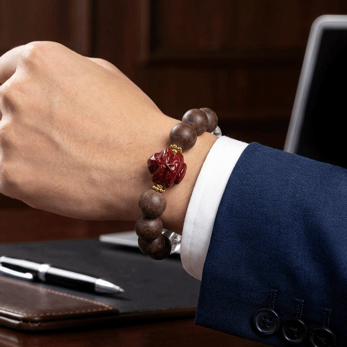 Snake Zodiac Bracelet: Clear Quartz & Cinnabar with Incense Beads for purification - FateGemz