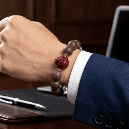 Snake Zodiac Bracelet: Clear Quartz & Cinnabar with Incense Beads for purification - FateGemz