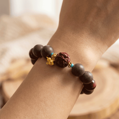Tiger Zodiac Bracelet: Tiger's Eye & Cinnabar with Incense Beads for courage & luck - FateGemz