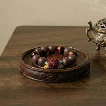 Tiger Zodiac Bracelet: Tiger's Eye & Cinnabar with Incense Beads for courage & luck - FateGemz