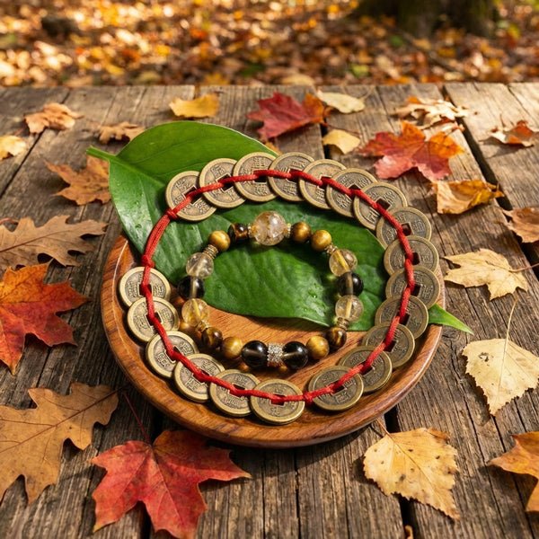 Phoenix Leaves Fall: Citrine & Tiger's Eye for autumn abundance, protection & 2026 success energy - FateGemz