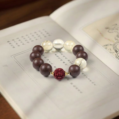 Dragon Zodiac Bracelet: Lemon Yellow Quartz & Cinnabar with Incense Beads for vitality - FateGemz