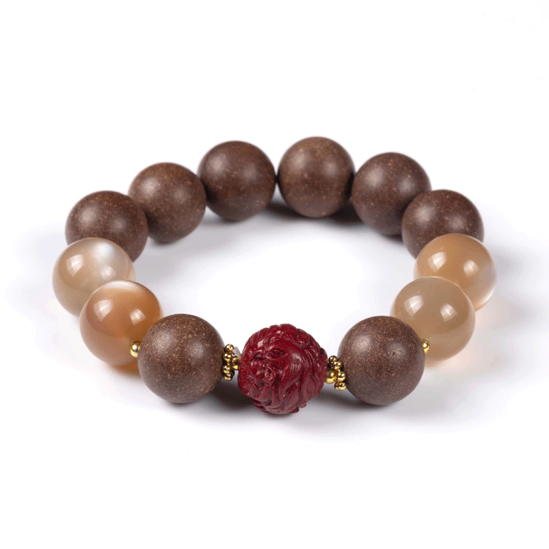 Rooster Zodiac Bracelet: Orange Moonstone & Incense Beads for throat care & wellness - FateGemz