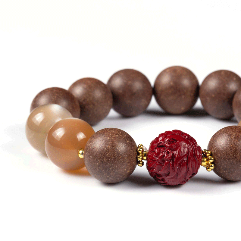 Rooster Zodiac Bracelet: Orange Moonstone & Incense Beads for throat care & wellness - FateGemz