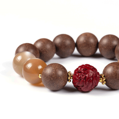 Rooster Zodiac Bracelet: Orange Moonstone & Incense Beads for throat care & wellness - FateGemz