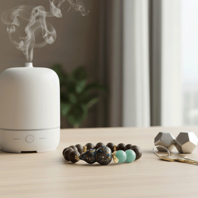 Amazonite & Lacquer Gourd Scented Bracelet: 2026 crystals for anxiety relief & hope - FateGemz