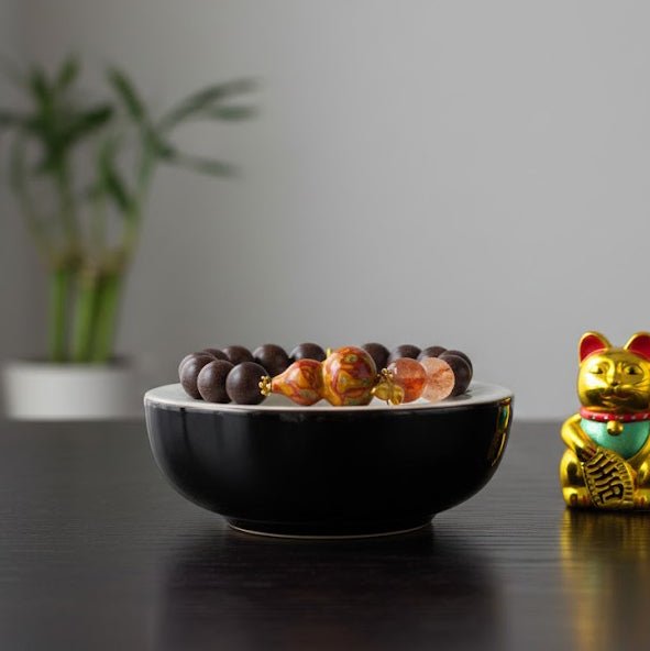 Red Flower & Lacquer Gourd Bracelet: Mystic oriental crystals with scented bead for 2026 vitality & wealth - FateGemz