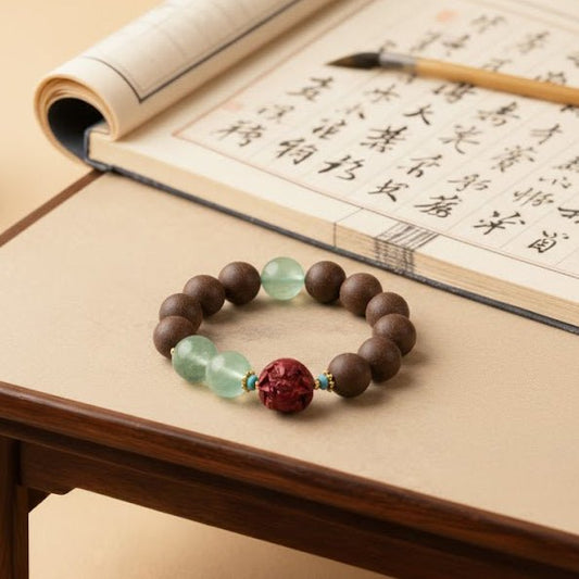 Pig Zodiac Bracelet: Green Fluorite & Incense Beads for metabolism & skin purity - FateGemz