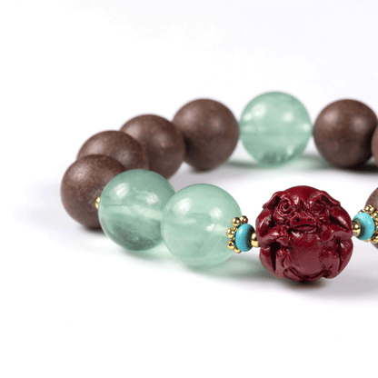 Pig Zodiac Bracelet: Green Fluorite & Incense Beads for metabolism & skin purity - FateGemz
