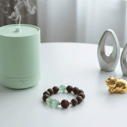 Pig Zodiac Bracelet: Green Fluorite & Incense Beads for metabolism & skin purity - FateGemz