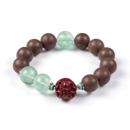 Pig Zodiac Bracelet: Green Fluorite & Incense Beads for metabolism & skin purity - FateGemz