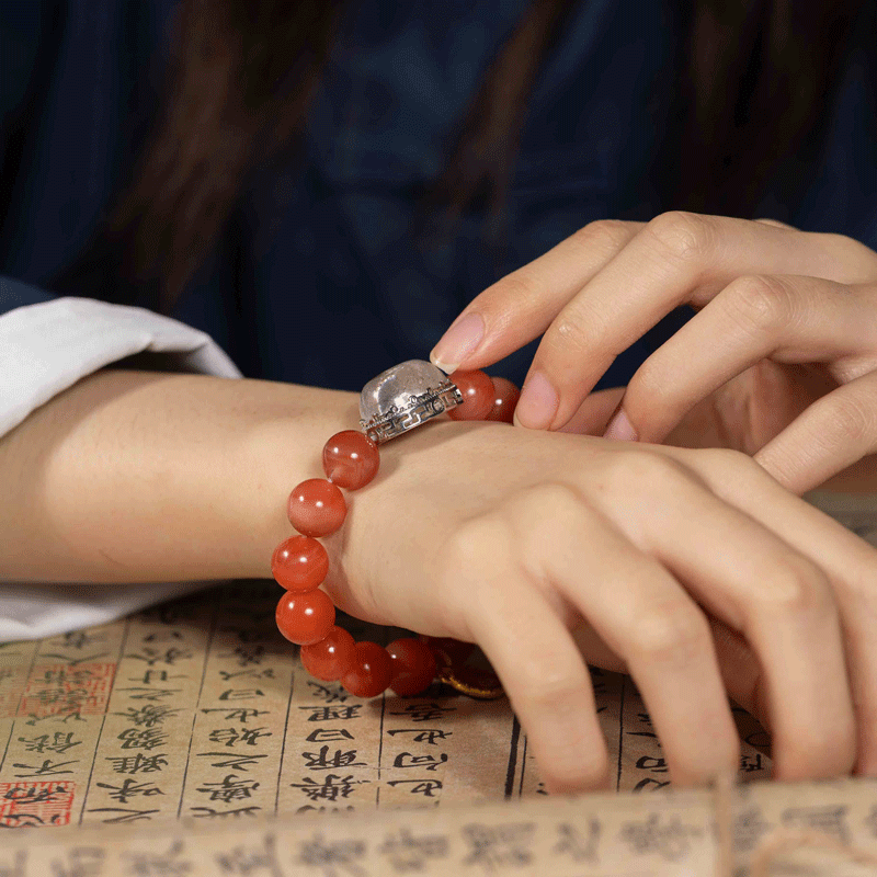Scarlet Casket Bracelet: Red Agate for Fire Element energy, vitality & passion. Minimalist crystal jewelry - FateGemz